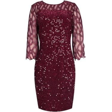 Imagem de Plus Size Vestido Mulheres Verão Sexy Sequin Vestidos De Festa Elegt Preto Vinho Tinto Vestido Casual Roupas De Noite Confortáveis, A Black, L