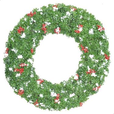 Imagem de Guirlanda de natal nevada enfeite decorativo 78cm com frutas verde e v