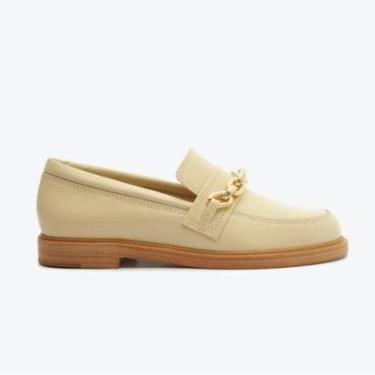 Imagem de Mocassim Feminino Dannie Couro Corrente Schutz Bege-Feminino