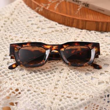 Imagem de Óculos de sol retangulares grossos para mulheres e homens, óculos de sol polarizados quadrados, óculos de sol retrô dos anos 90, Tartaruga/marrom, Medium