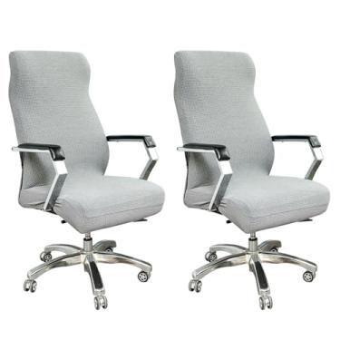Imagem de Lzyjckh Capa para cadeira de escritório com zíper, pacote com 2 unidades, Capa universal giratória para assento de escritório, Protetor elástico lavável,Light gray 2 pack