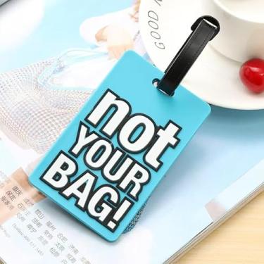 Imagem de Etiqueta de bagagem frase criativa colorida engraçada etiqueta de bagagem PVC - acessório de viagem elegante e durável (10 cm C x 6 cm L)-NÃO é sua mala! Azul celeste