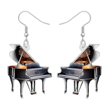 Imagem de Brincos de piano de cauda pretos fofos de acrílico com pingente musical para mulheres, pianistas, presentes, berloques, Medium, Acrílico, Sem pedra preciosa