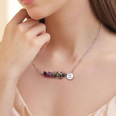 Imagem de Colar de prata para mulheres, retrô, pedra natural, constelação, zodíaco, pingente de horóscopo, ajustável, de aço inoxidável, delicado, joia para homens do zodíaco, presentes do dia a dia, 17.8+2