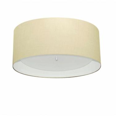 Imagem de Plafon Cilíndrico Md-3161 Cúpula Em Duplo Tecido 50x25cm Bege / Branco - Bivolt
