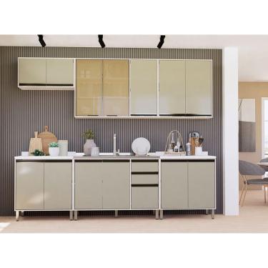 Imagem de Cozinha Modulada Compacta 5 Peças Sem Tampo Linea Luciane Mó Pátina Ff-mocca Laca