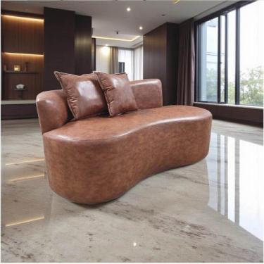 Imagem de Namoradeira Sofá Feijão Hana Orgânica material sintético Ocre - Mansão