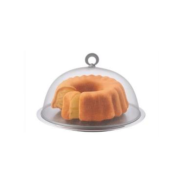 Imagem de Tela Protetora Alimentos Protetor Bolo com Prato Redondo Inox - CASACH