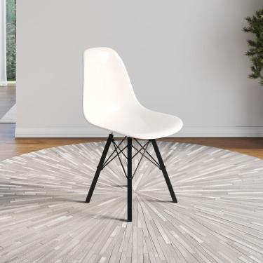 Imagem de Cadeira Eames Design Moderno Tubo De Ferro Preto Assento Branco