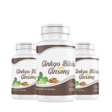 Imagem de Gin seng Ginkgo Biloba kit 3 potes x 120 Cápsulas total 360 cápsulas -