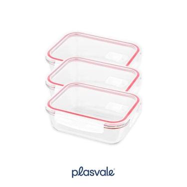 Imagem de Kit 06 Potes Vidro 370Ml Hermético Marmita Forno E Freezer