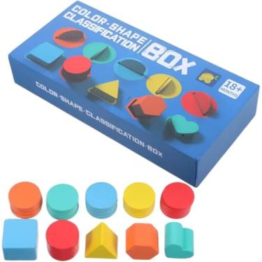 Imagem de Caixa de Classificação em Forma e Cor, Brinquedo Educativo de Madeira, Multicolorido, para Crianças 18+ Meses, 10 Peças