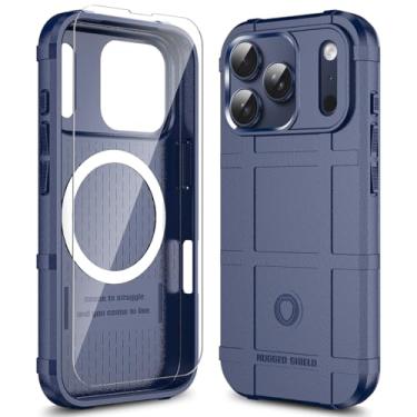 Imagem de LABILUS Capa protetora tática resistente ao desgaste magnética resistente a quedas de 2,4 m Rugged Shield para MagSafe compatível com iPhone 17 Pro (6,3 polegadas) - azul marinho
