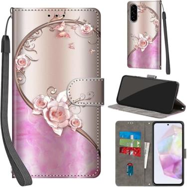 Imagem de Salanheo Capa carteira para Samsung Galaxy A56 / A36, com [3 compartimentos para cartões], fecho magnético com suporte, capa protetora de couro PU à prova de choque de 17 cm, rosa rosa