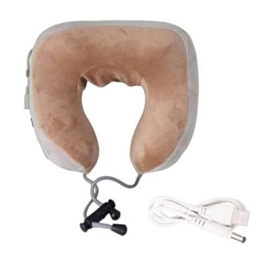 Imagem de Massageadora de Pescoço e Lombar Relaxante Recarregável Revitalizante Travesseiro Massagem - Marrom