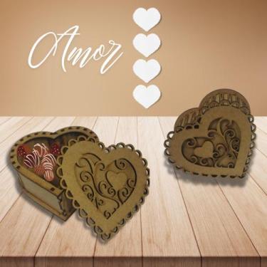 Imagem de Kit 5 caixinha coração MDF/ porta bombom/ porta lembrancinha - NoBrand