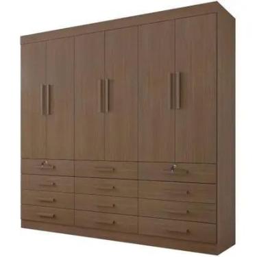 Imagem de Guarda Roupa Mônaco Plus Castanho 6 Portas 12 Gavetas DDoro D Doro Móv