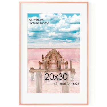 Imagem de Porta-retratos FLYJOE Alumínio 20x30 cm com tapete 16x24 cm em ouro ro