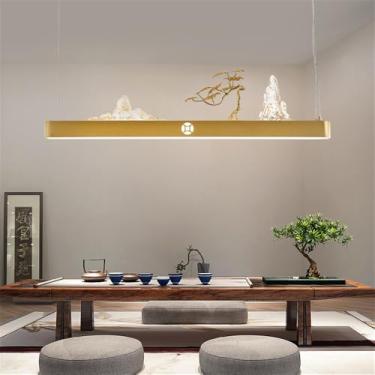 Imagem de Luminária pendente contemporânea de LED para restaurante, estilo chinês retrô, criativa, para balcão de bar, sala de estar, quarto, escritório, hotel ou casa de chá (Estilo 13 L122CM)