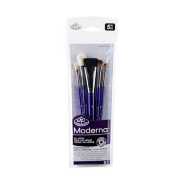 Imagem de Royal & Langnickel Conjunto de pincéis modernos de 5 peças Scruffy para todos os tipos de pintura, inclui pincéis desalinhados, esfregões, angulares e ventiladores roxos