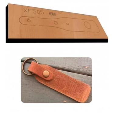 Imagem de YJIUYUANQ Molde de corte de chaveiro de couro, modelo de modelagem de madeira de 74 x 20 mm para decoração de artesanato em couro DIY