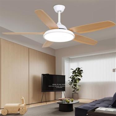 Imagem de Ventilador de teto moderno nórdico com controle remoto, luminária elétrica de luxo para sala de estar, restaurante, quarto, escritório, hotel e villa, com LED (Estilo 4, 1 unidade)