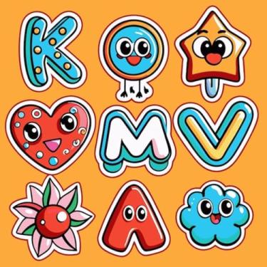 Imagem de Adesivos Kawaii fofo para crianças decoração de quartos e cadernos com personagens coloridos 50x50cm