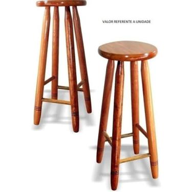 Imagem de Banco Alto De Madeira Cozinha Bar Padaria Restaurante - Ki-Barato