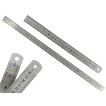 Imagem de Kit Com 2 Réguas Metal Leve De Aço Inoxidável Tamanho 30 e 60 cm Marca