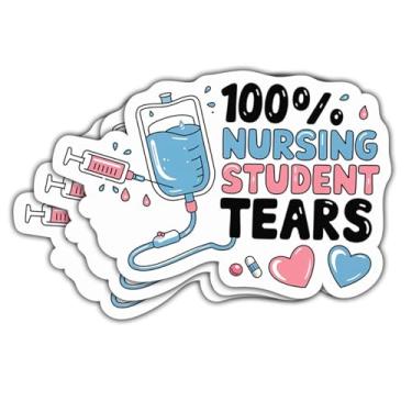 Imagem de (3 peças) Adesivo de lágrimas de estudante de enfermagem - Decalque engraçado de enfermeira - Adesivos de escola de enfermagem para laptop, garrafa de água, copo, capa de telefone, chapéu, capacete