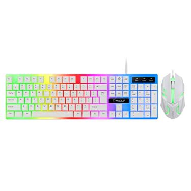 Imagem de Teclado e mouse para jogos com fio TF230 Se colorido LED retroiluminado USB teclado mouse para jogos para laptop PC gamers