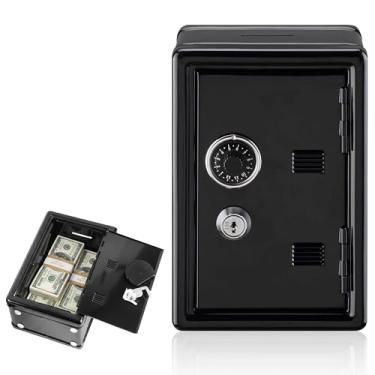 Imagem de FurUlixty Caixa de metal para jogadores com fechadura e gaveta combinadas, caixa de dinheiro de segurança decorativa para armazenamento de joias de dinheiro, cofre com trava para cassino, escritório