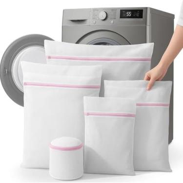 Imagem de Kit 5 Sacos para Lavar Roupas Delicadas – Proteção Total na Máquina, Zíper Reforçado e Alta Durabilidade (rosa)