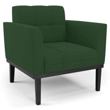 Imagem de Poltrona Decorativa Base Madeira Preto Ana Veludo Verde - Ibiza