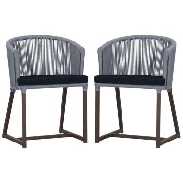 Imagem de 2 Cadeiras De Jantar Noronha Marrom Corda Náutica E12 Trama Prata