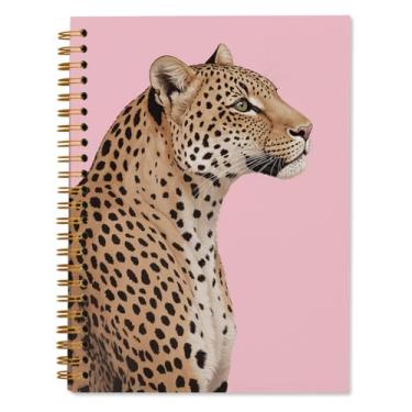 Imagem de WXHUM Caderno rosa preppy cheetah leopardo, presente para mulheres, adolescentes, meninas, material escolar, faculdade, cadernos de leopardo, estético, rosa, diários para escritório, trabalho