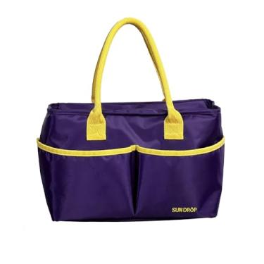 Imagem de SUN DROP Lancheira roxa grande, com isolamento térmico, macia, para adultos, homens, mulheres, para trabalho, viagem, acampamento, 4 bolsos, dia de jogo
