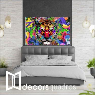 Imagem de Quadro Tigre Colorido 120x80 Cm Adesivo Fotográfico