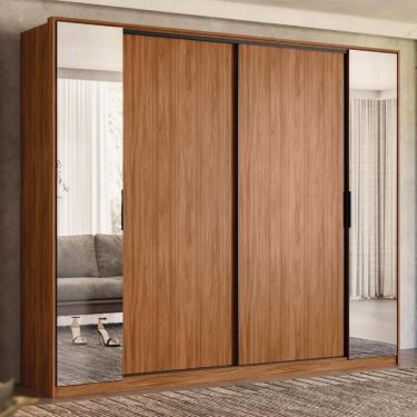 Imagem de Guarda Roupa Casal 4 Portas Com Espelho E 4 Gavetas Laredo - Nogueira-nude Prime Tx