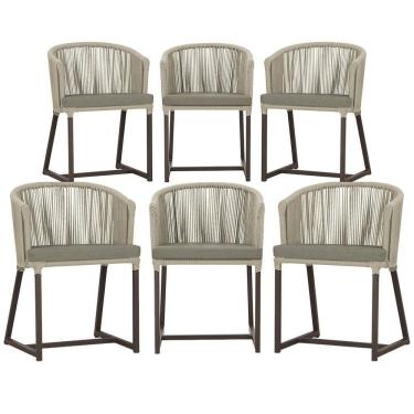 Imagem de 6 Cadeiras De Jantar área Noronha Marrom E8 Trama  Rami