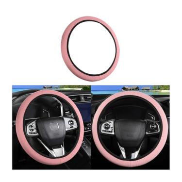 Imagem de Sandfren Capa de volante de carro, protetor de volante de veículos de microfibra elástica elástica de 38 cm, acessórios internos automotivos respiráveis, universal para caminhões SUV RV (rosa)