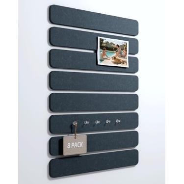 Imagem de Fluxynara Placa de cortiça para placa de feltro alternativa pacote com 8 33 x 5 cm, placa de pinos de escritório com 50 pinos de pressão, instalação adesiva para porta de quarto e escritório em casa