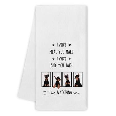 Imagem de Noaleviax Doberman Gifts Toalhas de cozinha - Engraçado Doberman Pinscher Toalha de mão de cachorro panos de prato para banheiro cozinha 16x24 polegadas