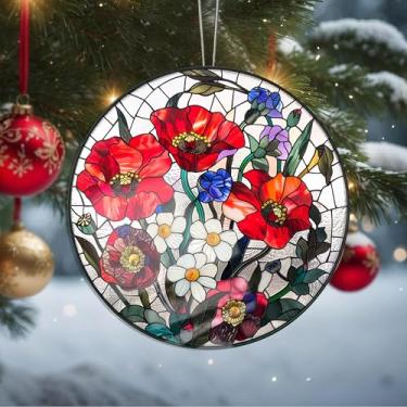 Imagem de Enfeites de Natal, flores de cristal, enfeites de árvore de Natal feitos à mão, decoração de carro e casa - presentes de Natal, decoração de artesanato em acrílico, ideias de troca de presentes para