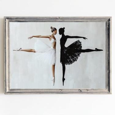 Imagem de Quadro de menina balé preto branco dançarina arte de parede mulher dançando pôster bailarina impressão elegante mulher dançando balés pintura cinza dançarina pôster preto branco bailarina sala de