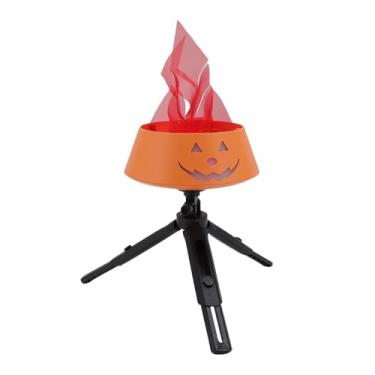 Imagem de Pssopp Lâmpada de Fogo Falsa 3D, Design Recarregável de Abóbora, Suporte Ajustável para o Halloween e Decoração de Festa de Natal
