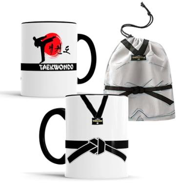 Imagem de Caneca Artes Marciais Taekwondo Faixa Preta com Saquinho
