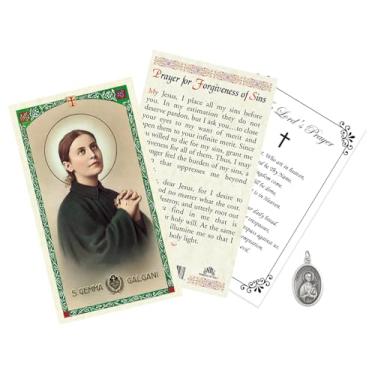 Imagem de Trendzeen Cartão de Oração de Santa Gemma - Cartão Sagrado Laminado de Santa Gemma Galgani, Medalha Prateada, Cartão de Oração do Senhor - Feito na Itália Conjunto de Cartões de Oração St Gemma