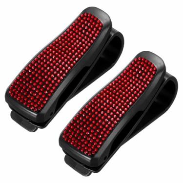 Imagem de HARFINGTON Suporte de óculos de sol para carro com strass brilhante, 2 peças, clipe de óculos de sol, suporte para mulheres e homens, acessórios de viseira automotiva, peças de bilhete de recibo