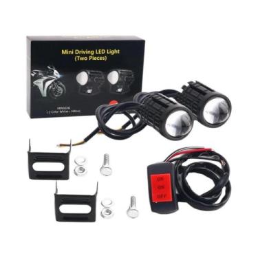 Imagem de Faróis De Motocicleta LED De Duas Cores 2pcs 12V Branco Amarelo Lentes